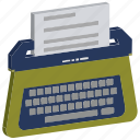 office material, paper writing, stenographer, typewriter, typing, typing tool