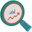 analytical chart, analytics, chart magnifying, infographics, search chart, search graph, statistics 