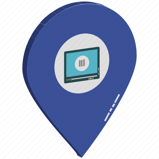 Map pin, movie gps, movie location, multimedia location, multimedia navigation, tablet in map pin, technology location icon - Download on Iconfinder