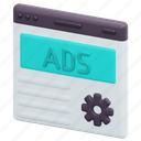 advertising, advertisement, seo, and, web, browser, webpage, page, 3d 