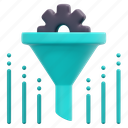 funnel, gear, business, and, finance, conversion, filter, strategy, marketing, 3d 