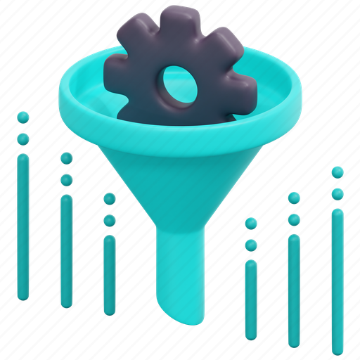 Funnel, gear, business, and, finance, conversion, marketing 3D illustration - Download on Iconfinder