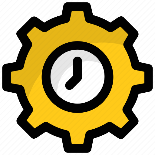 Business organization, gear clock, mechanism emblem, production, work schedule icon - Download on Iconfinder