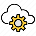 admin, cloud, connection, database, digital, gears, setting icon