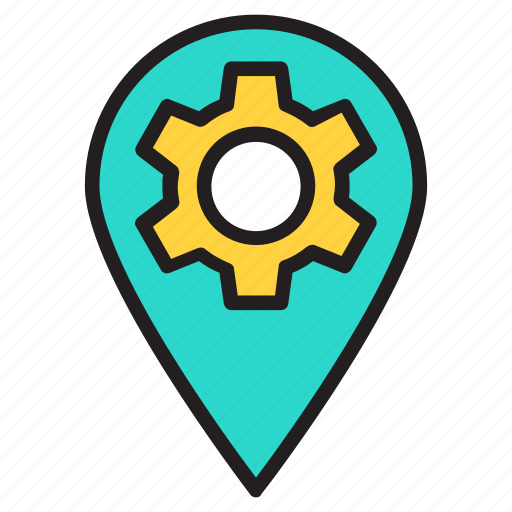 Gear, gps, location, map, pin, setting icon icon - Download on Iconfinder