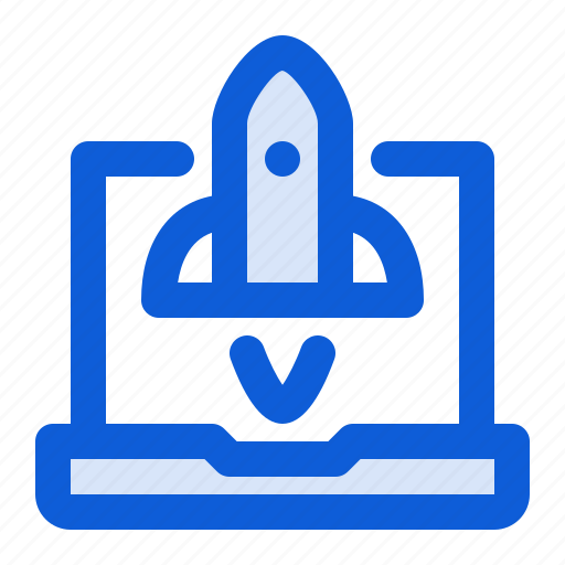 Business, launch, start, up, rocket, laptop, system icon - Download on Iconfinder