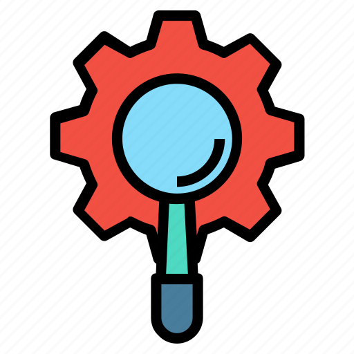 Gear, magnifier, cog, magnifying, options, preferences icon - Download on Iconfinder