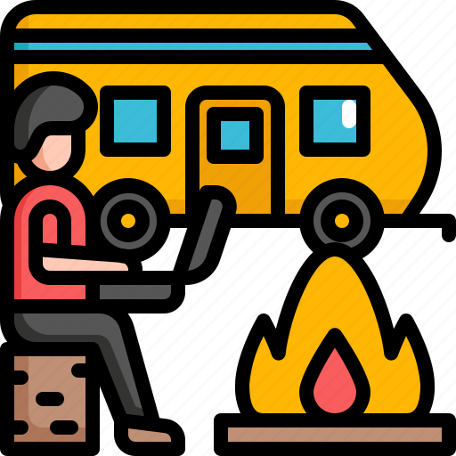 Camping, van, vacation, digital, nomad, freelancer, work icon - Download on Iconfinder