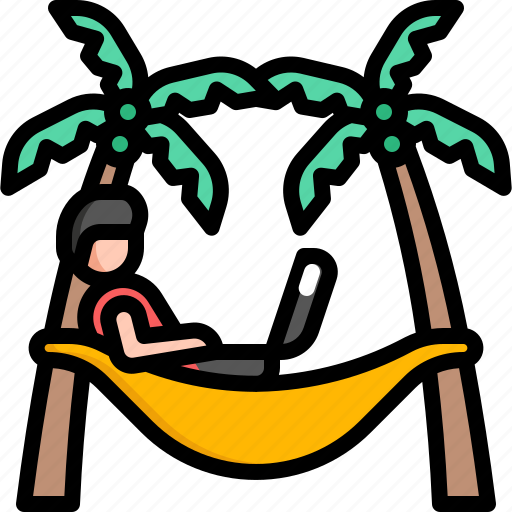 Beach, vacation, hammock, digital, nomad, freelancer, work icon - Download on Iconfinder