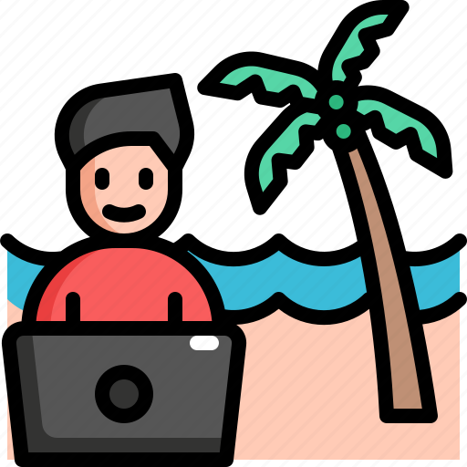 Beach, vacation, holiday, digital, nomad, freelancer, work icon - Download on Iconfinder