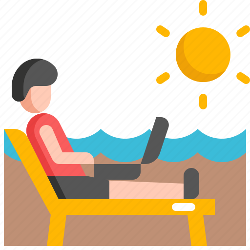 Beach, summer, travel, digital, nomad, freelancer, work icon - Download on Iconfinder