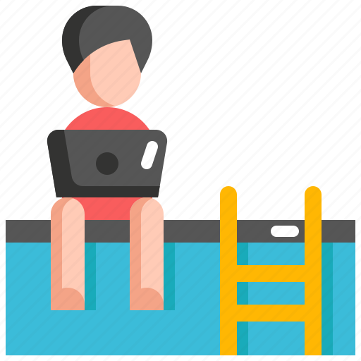 Swimming, pool, holiday, vacation, digital, nomad, freelancer icon - Download on Iconfinder