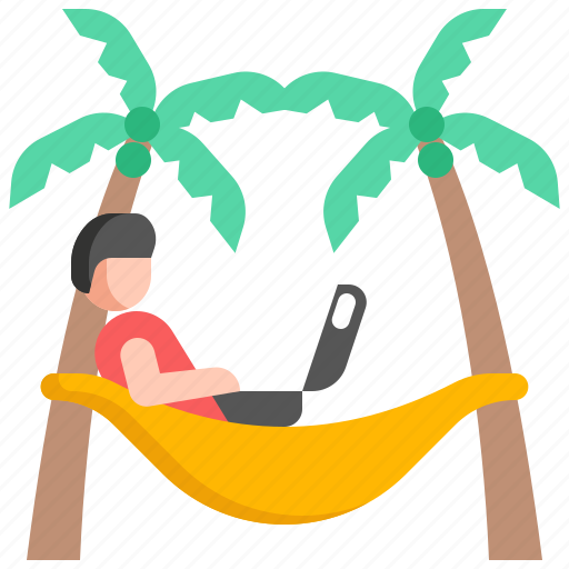 Beach, hammock, travel, digital, nomad, freelancer, work icon - Download on Iconfinder