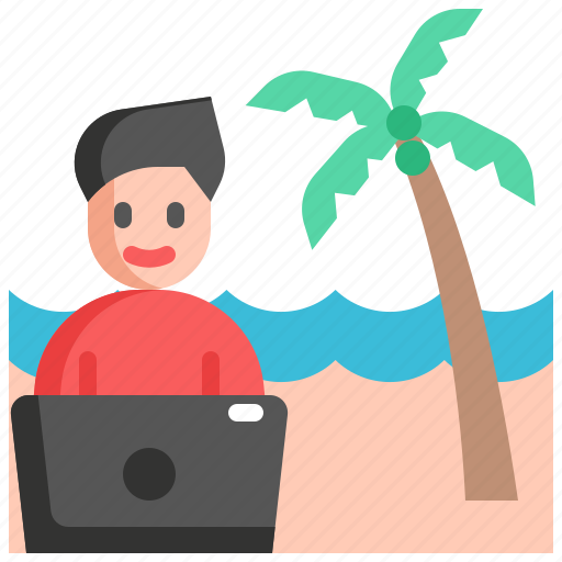 Beach, vacation, holiday, digital, nomad, freelancer, work icon - Download on Iconfinder