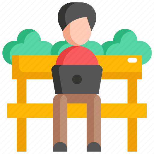 Park, bench, digital, nomad, freelancer, work, remote icon - Download on Iconfinder