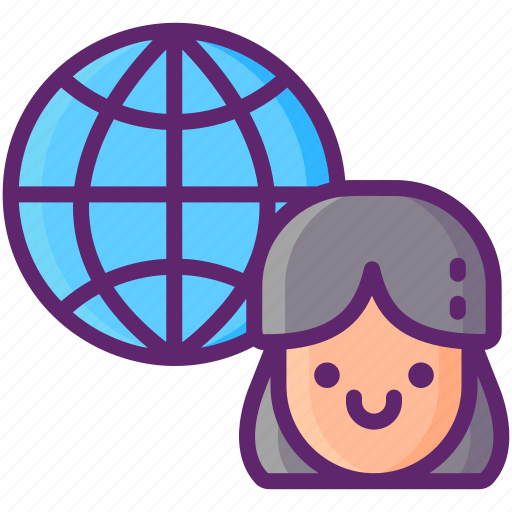 Foreigner, friendly, globe, woman icon - Download on Iconfinder