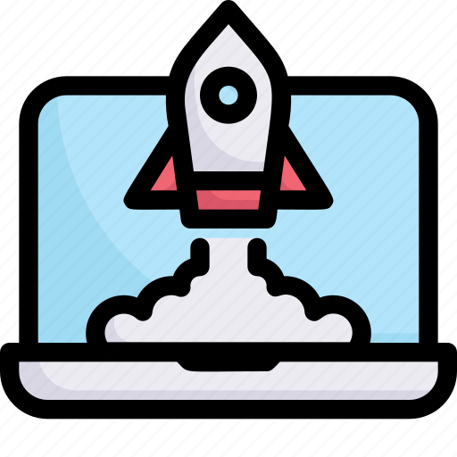 Business, digital, laptop, online, service, startup rocket lunch, technology icon - Download on Iconfinder