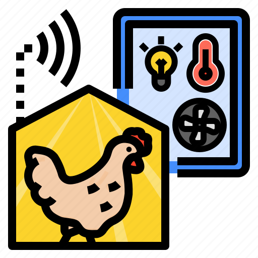 Poultry, chicken, automate, monitoring, iot, smart farm, digital transformation icon - Download on Iconfinder