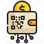 digital, qr, code, money, coin, currency, payment, wallet icon 