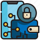 lock, key, digital, security, protection, safety, wallet icon