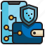 protection, secure, digital, shield, security, safety, lock, wallet icon 