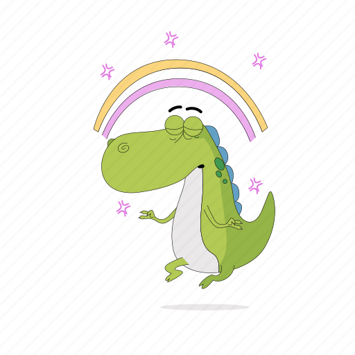 Dinosaur, emoji, emoticon, meditation, rainbow, smiley, sticker icon - Download on Iconfinder