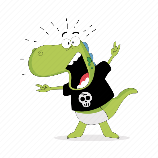 Dinosaur, emoji, emoticon, rocker, smiley, sticker icon - Download on Iconfinder