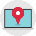 gps, laptop, location, online, pin