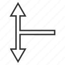 bifurcation arrow, choice, connection, divide, down up, navigation, split arrows