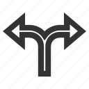 bifurcation arrow, choice, connection, junction, left right, navigation, split arrows