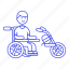 aid, disability, electric, extention, impairment, male, mobility, motorized, scooter, wheelchair 