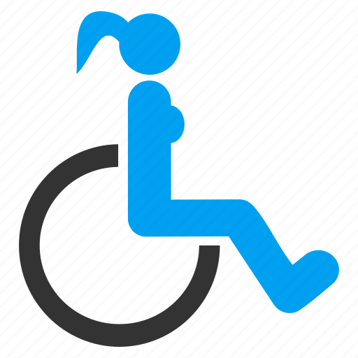 Disabled lady, female, handicap, patient seat, wheel chair, wheelchair, woman icon - Download on Iconfinder