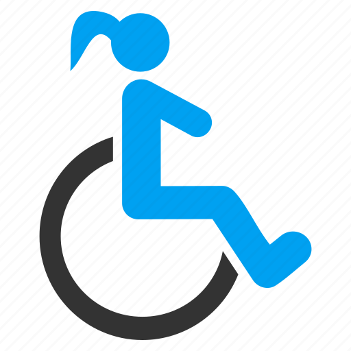 Disabled lady, female, handicap, patient seat, wheel chair, wheelchair, woman icon - Download on Iconfinder