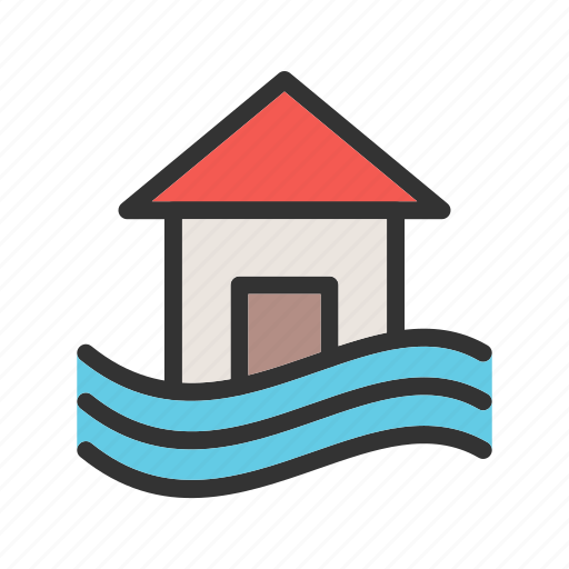 Building, disaster, flood, home, house, storm, water icon - Download on Iconfinder