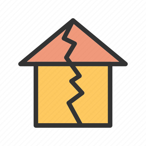 Collapse, damage, disaster, earthquake, house, structure, wall icon - Download on Iconfinder