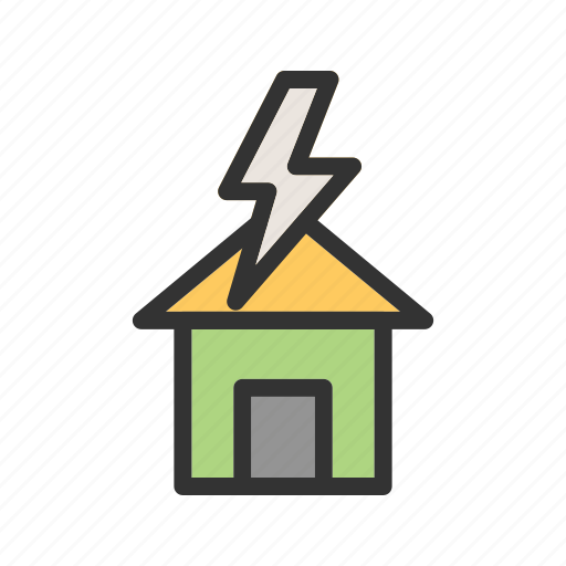 Disaster, house, lightning, sky, storm, strike, weather icon - Download on Iconfinder