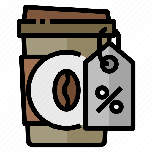 Coffee, price, tag, discount, cup, drink icon - Download on Iconfinder