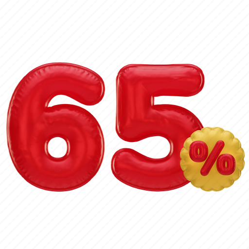 65 percent, number, percent, sale, discount, font, promotion 3D illustration - Download on Iconfinder