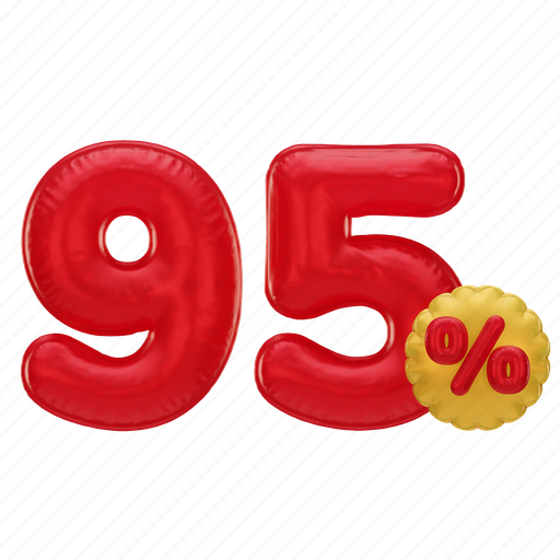 95 percent, number, percent, sale, discount, font, promotion 3D illustration - Download on Iconfinder