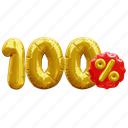 100 percent, percentage, discount, sale, balloon number 