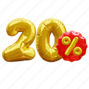 20 percent, percentage, discount, sale, balloon number 