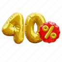 40 percent, percentage, discount, sale, balloon number 