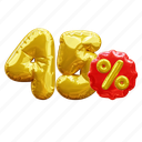 45 percent, percentage, discount, sale, balloon number 