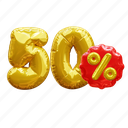 50 percent, percentage, discount, sale, balloon number 