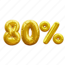 80 percent, percentage, discount, sale, balloon number 