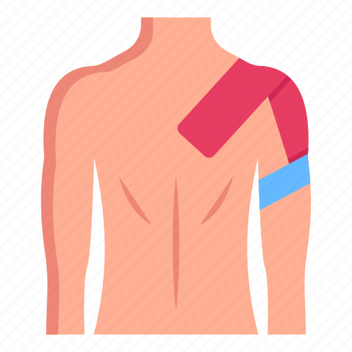 Kinesiotherapy, shoulder kinesiology, kinesio, kinesio tape, pain strip icon - Download on Iconfinder