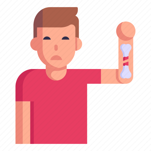 Injured person, bone fracture, broken arm, arm injury, fractured arm icon - Download on Iconfinder