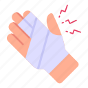 hand fracture, bandage, injured hand, broken hand, wrist injury
