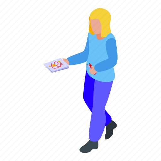 Disobedient, girl, drawing, isometric icon - Download on Iconfinder