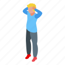 disobedient, scared, boy, isometric